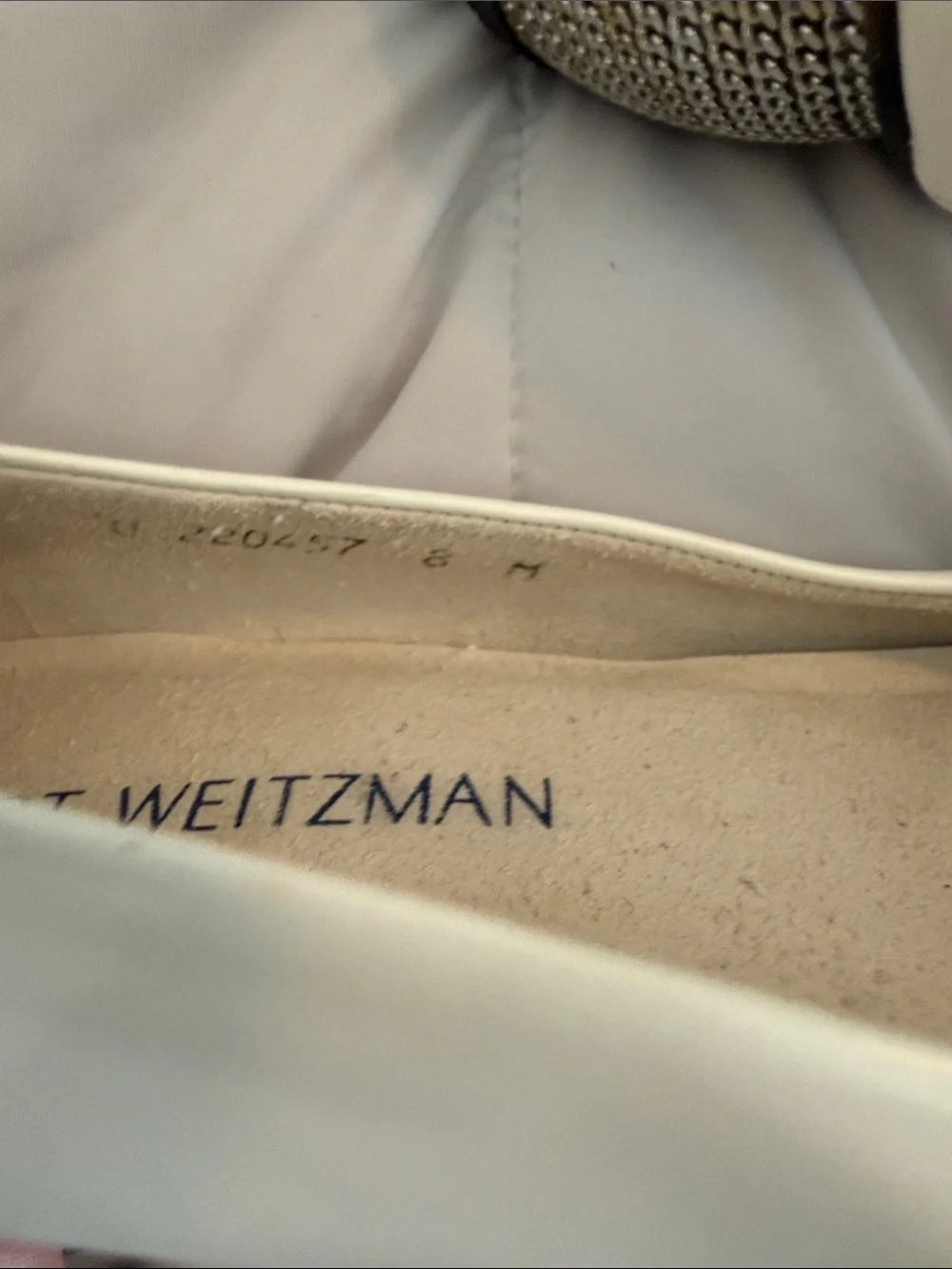 Stuart Weitzman White Patent Pointed Toe Pumps